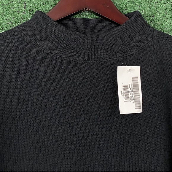 Vintage Y2K Mitts Nitts 100% Wool Navy Mock Neck Sweater Men’s XL - New Other - Picture 2 of 6